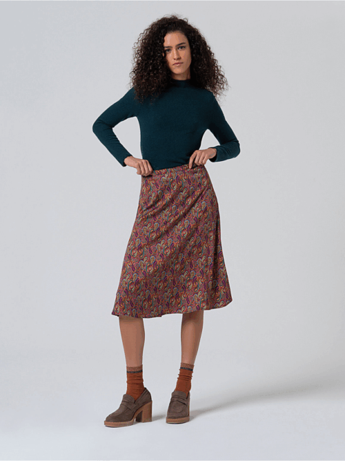 Falda Midi Elástica Print Paisley Multicolor de Surkana