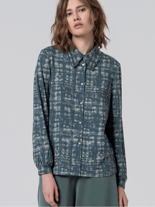 Camisa Estampada Manga Larga Azul Acero de Surkana