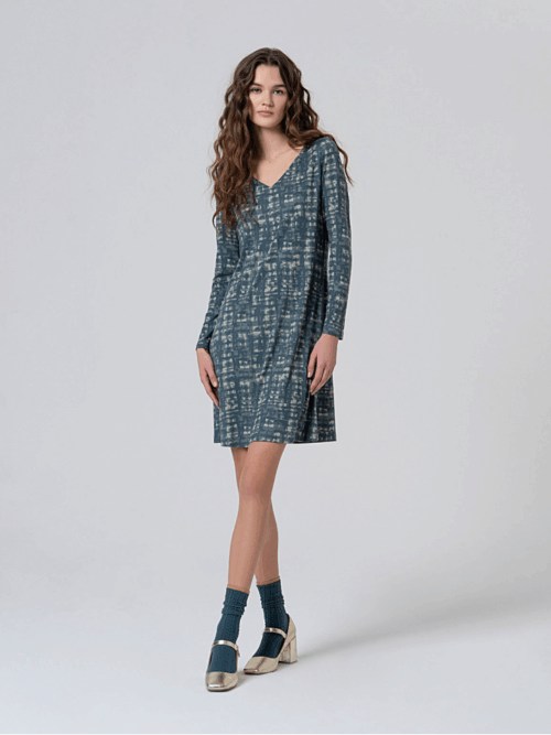 Vestido Corto Estampado Azul Acero de Surkana