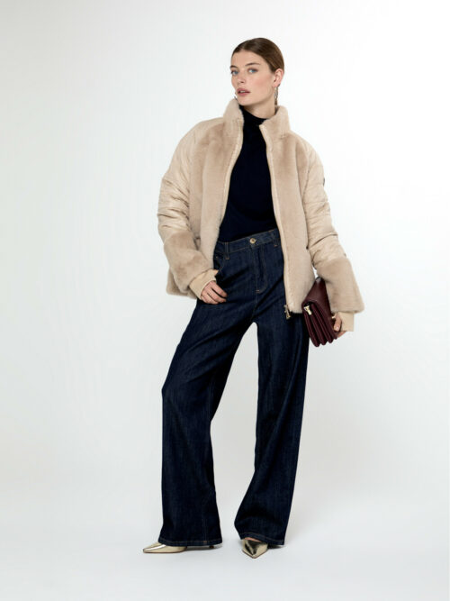 Abrigo Combinado Plumas y Pelo de Lola Casademunt