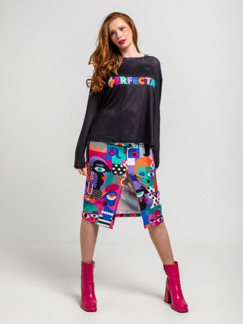 Camiseta Oversize Estampado Geométrico Caras Picasso - ImPerfecta de Lolina