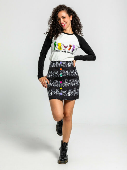 Falda con corchetes de Garabatos Monocromática de la colección Imagine de Lolina