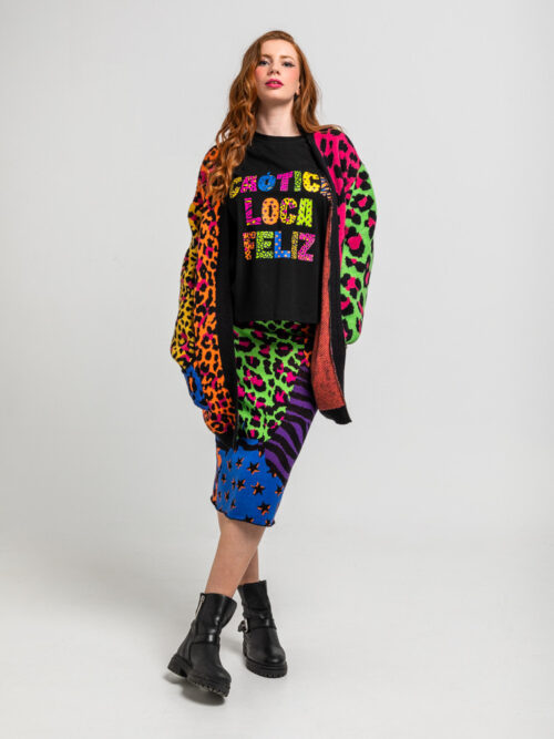 Falda Punto Tejido Estampado Animal Print Variado - Caótica de Lolina