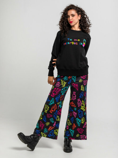 Sudadera Negra de Robots Multicolor - We are connected de Lolina